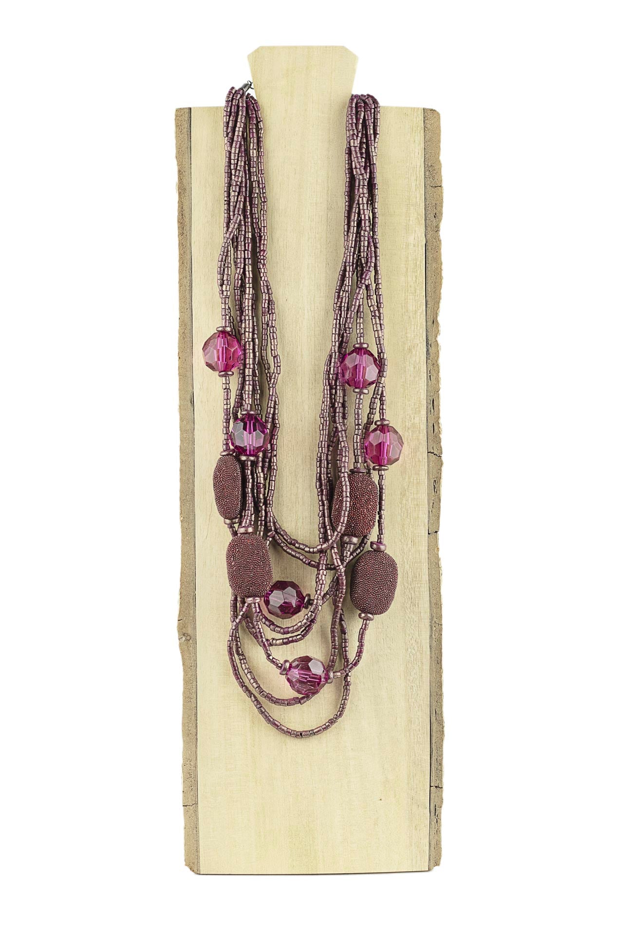 Collar ajustable resina facetada y madera