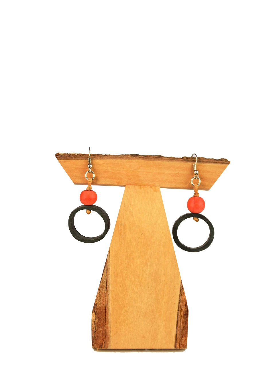 Pendiente pasante aro madera