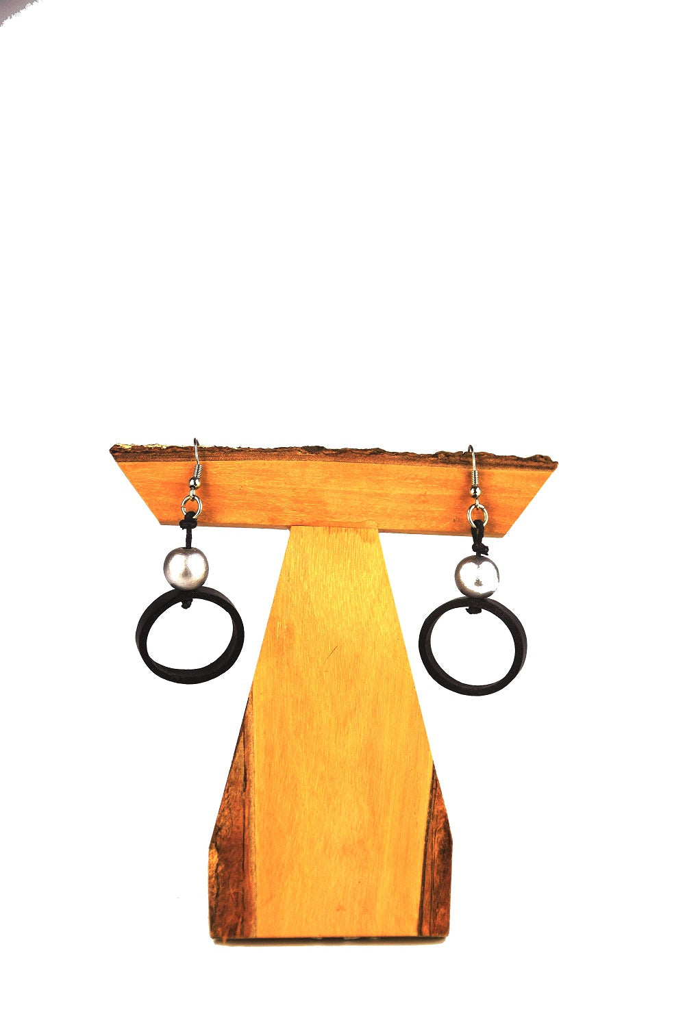 Pendiente pasante aro madera