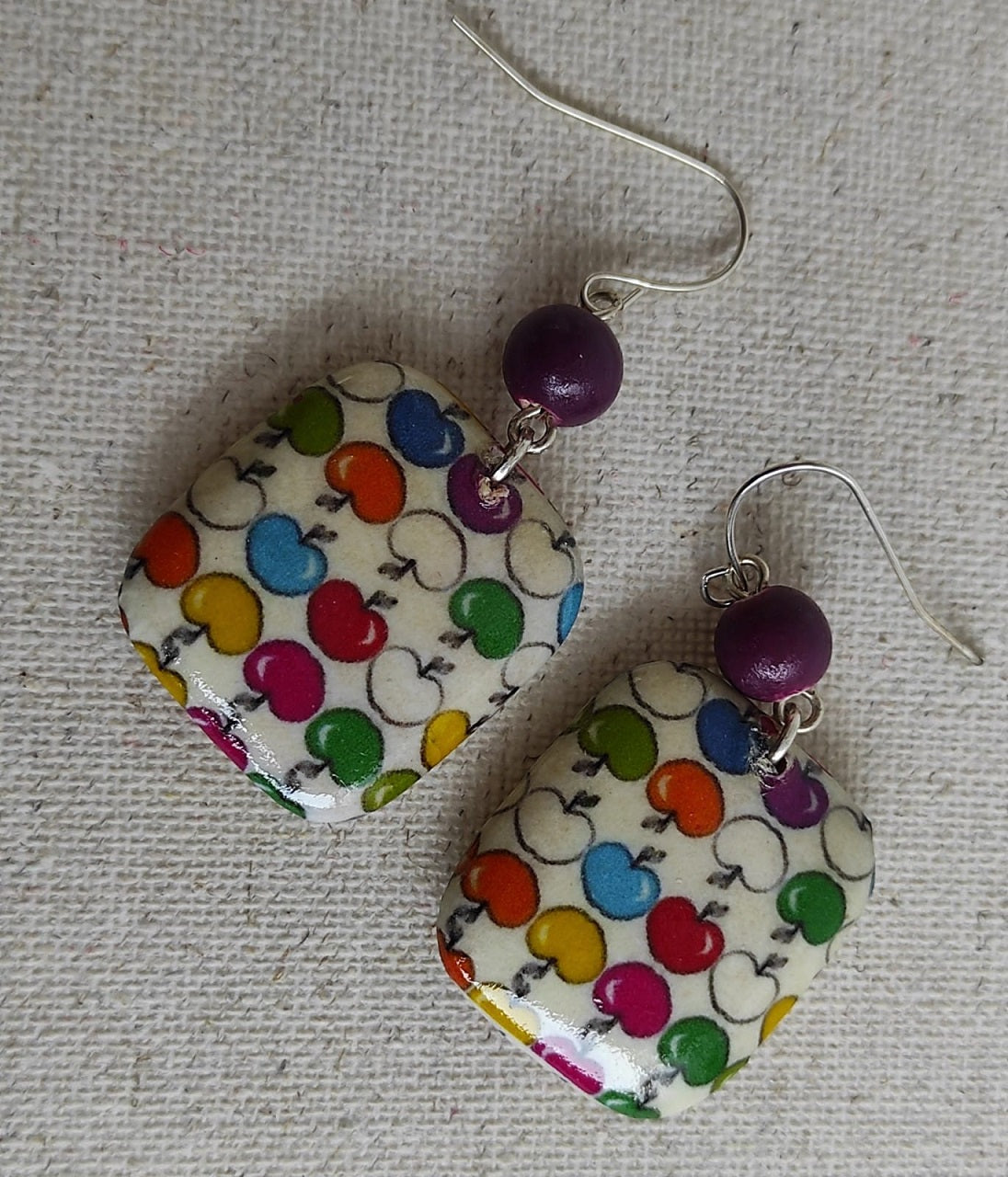 Pendiente colgante de dos piezas multicolor