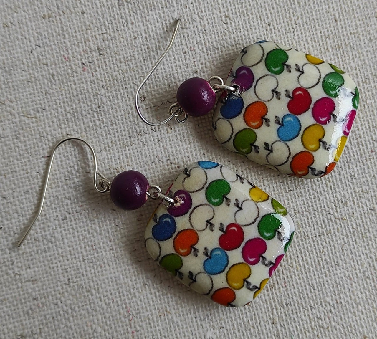 Pendiente colgante de dos piezas multicolor