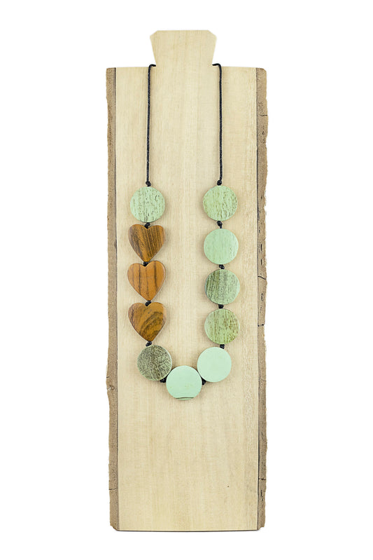 NECKLACE WITH CIRCLES AND HEARTS