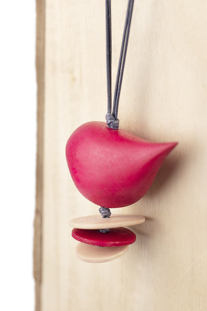 Wooden pendant with bird