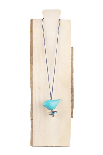 Wooden pendant with bird