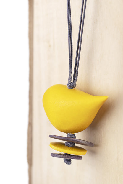 Wooden pendant with bird