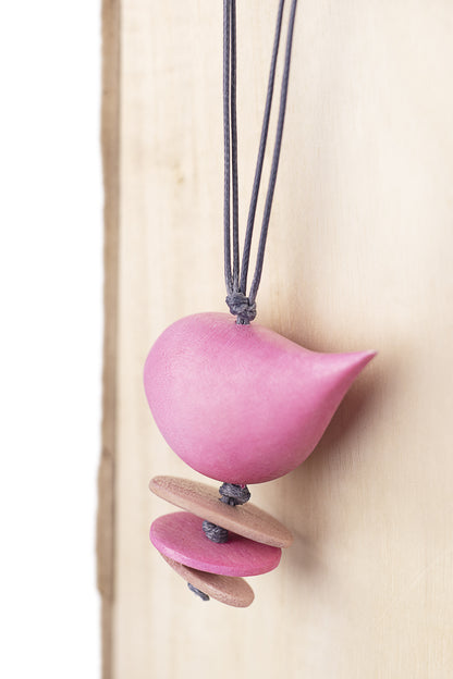 Wooden pendant with bird