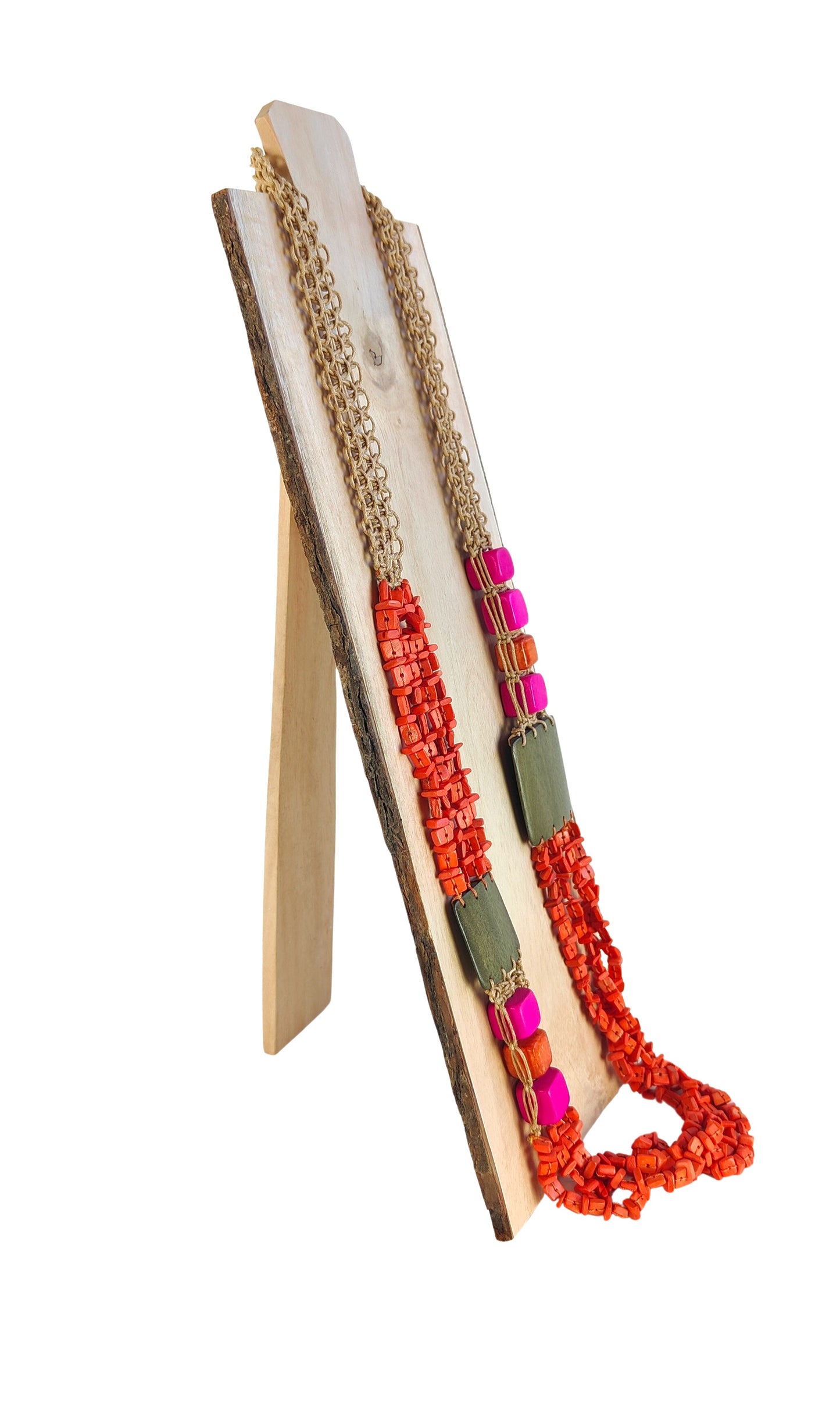 Multiple necklace with squares