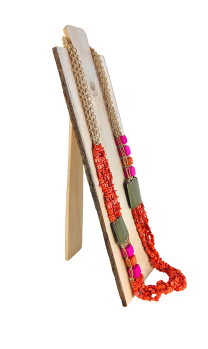 Multiple necklace with squares