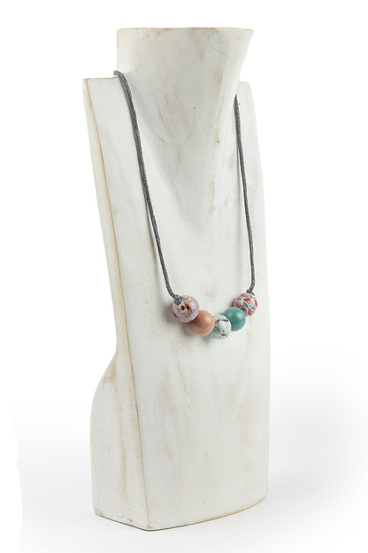 Collar de 5 bolas con print de mar y faros