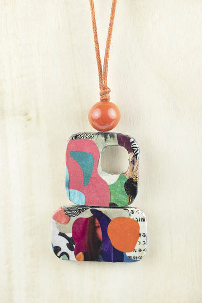 Pendant with two square pieces