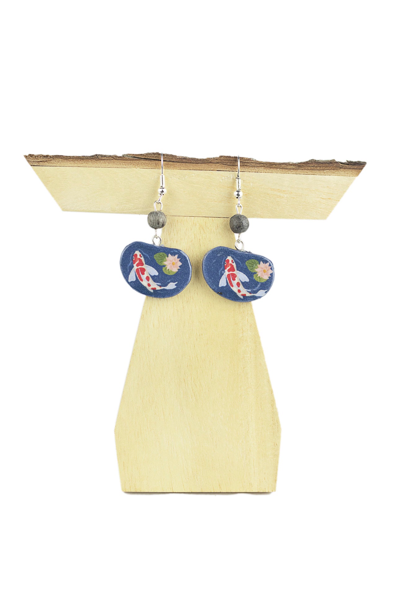 Earring with fish painting