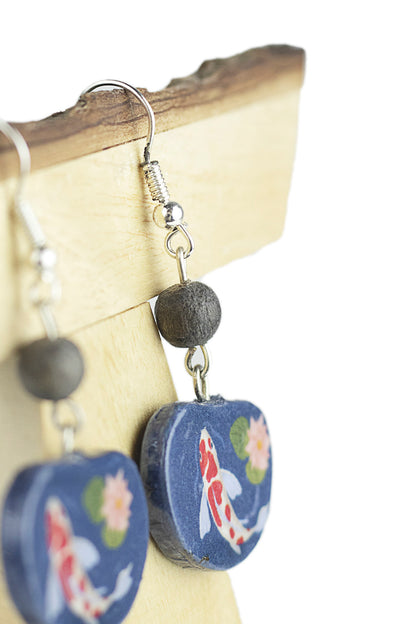 Earring with fish painting