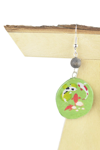 Earring with fish painting