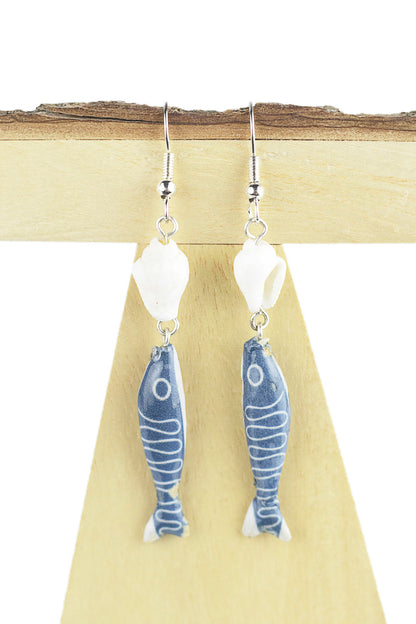 Fish and shell earring