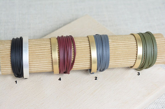 Pulsera Vueltas Múltiples Piel y metal