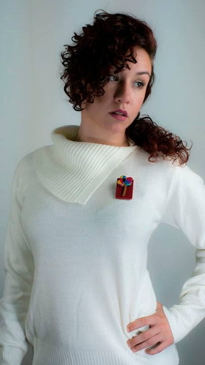 Broche Rectangular con Flor