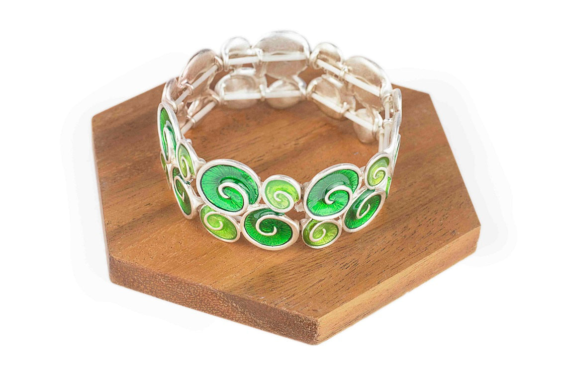 Pulsera elastizada caracoles verde