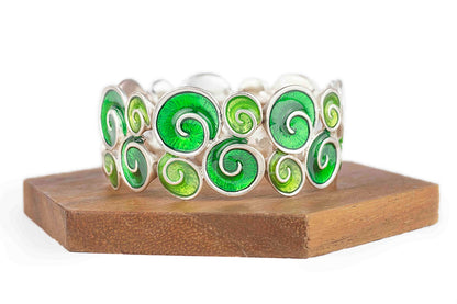 Pulsera elastizada caracoles verde