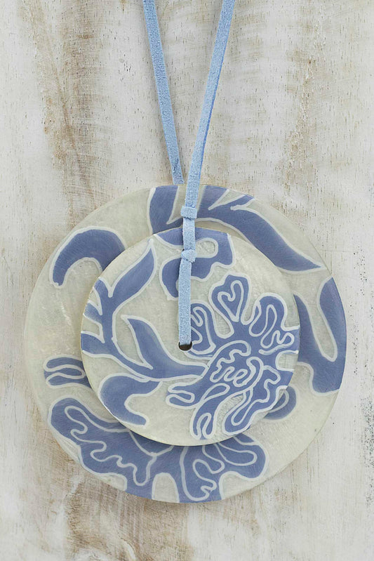 Colgante doble disco azul