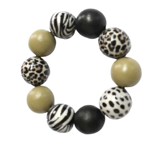 Pulsera elastica de bolas con print animal